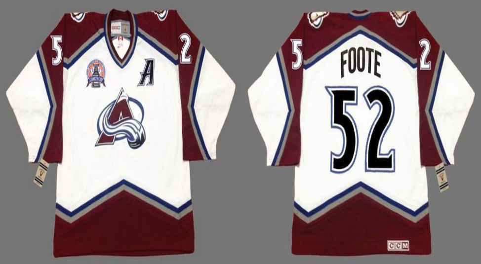 2019 Men Colorado Avalanche #52 Foote white CCM NHL jerseys